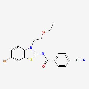 molecular formula C19H16BrN3O2S B2428356 (Z)-N-(6-bromo-3-(2-ethoxyethyl)benzo[d]thiazol-2(3H)-ylidene)-4-cyanobenzamide CAS No. 865162-67-0