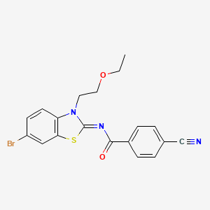 molecular formula C19H16BrN3O2S B2428356 (Z)-N-(6-ブロモ-3-(2-エトキシエチル)ベンゾ[d]チアゾール-2(3H)-イリデン)-4-シアノベンズアミド CAS No. 865162-67-0