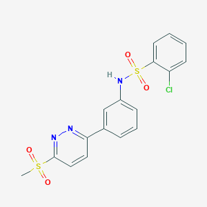 molecular formula C17H14ClN3O4S2 B2428362 N-(3-(6-(méthylsulfonyl)pyridazin-3-yl)phényl)-2-chlorobenzènesulfonamide CAS No. 1005297-55-1