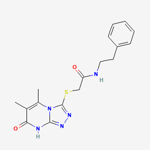 2-((5,6-dimethyl-7-oxo-7,8-dihydro-[1,2,4]triazolo[4,3-a]pyrimidin-3-yl)thio)-N-phenethylacetamide