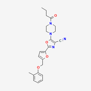 5-(4-butanoylpiperazin-1-yl)-2-{5-[(2-methylphenoxy)methyl]furan-2-yl}-1,3-oxazole-4-carbonitrile