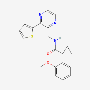 molecular formula C20H19N3O2S B2428372 1-(2-methoxyphenyl)-N-((3-(thiophen-2-yl)pyrazin-2-yl)methyl)cyclopropanecarboxamide CAS No. 2034389-58-5