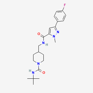 N-(tert-butyl)-4-((3-(4-fluorophenyl)-1-methyl-1H-pyrazole-5-carboxamido)methyl)piperidine-1-carboxamide