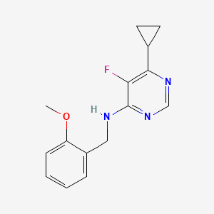 molecular formula C15H16FN3O B2428390 6-Cyclopropyl-5-fluoro-N-[(2-methoxyphenyl)methyl]pyrimidin-4-amine CAS No. 2415624-52-9