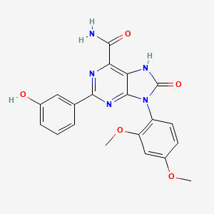 molecular formula C20H17N5O5 B2428391 9-(2,4-二甲氧基苯基)-2-(3-羟基苯基)-8-氧代-7H-嘌呤-6-甲酰胺 CAS No. 898443-03-3