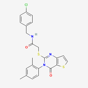 molecular formula C23H20ClN3O2S2 B2428392 N-(4-chlorobenzyl)-2-{[3-(2,4-dimethylphenyl)-4-oxo-3,4-dihydrothieno[3,2-d]pyrimidin-2-yl]sulfanyl}acetamide CAS No. 1260998-36-4