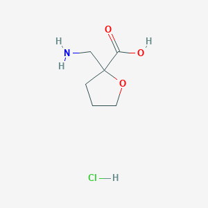molecular formula C6H12ClNO3 B2428399 2-(氨甲基)氧杂环-2-羧酸；盐酸盐 CAS No. 2416242-93-6