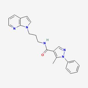 molecular formula C21H21N5O B2428401 N-(3-(1H-pyrrolo[2,3-b]pyridin-1-yl)propyl)-5-methyl-1-phenyl-1H-pyrazole-4-carboxamide CAS No. 1787918-72-2