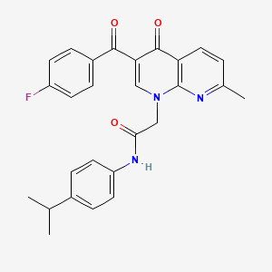 molecular formula C27H24FN3O3 B2428419 2-[3-(4-氟苯甲酰)-7-甲基-4-氧代-1,8-萘啶-1(4H)-基]-N-(4-异丙苯基)乙酰胺 CAS No. 933206-62-3
