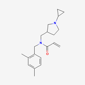 molecular formula C20H28N2O B2428440 N-[(1-Cyclopropylpyrrolidin-3-yl)methyl]-N-[(2,4-dimethylphenyl)methyl]prop-2-enamide CAS No. 2411252-75-8
