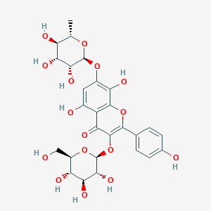 5,8-Dihydroxy-2-(4-hydroxyphenyl)-3-(((2S,3R,4S,5S,6R)-3,4,5-trihydroxy-6-(hydroxymethyl)tetrahydro-2H-pyran-2-yl)oxy)-7-(((2S,3R,4R,5R,6S)-3,4,5-trihydroxy-6-methyltetrahydro-2H-pyran-2-yl)oxy)-4H-chromen-4-one