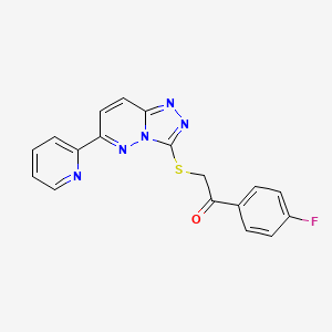 molecular formula C18H12FN5OS B2428536 1-(4-Fluorophenyl)-2-[(6-pyridin-2-yl-[1,2,4]triazolo[4,3-b]pyridazin-3-yl)sulfanyl]ethanone CAS No. 891105-42-3