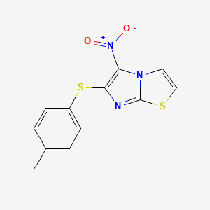 molecular formula C12H9N3O2S2 B2428537 4-Methylphenyl 5-nitroimidazo[2,1-b][1,3]thiazol-6-yl sulfide CAS No. 343376-28-3