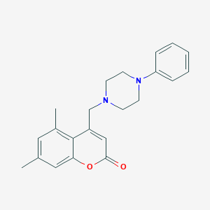 molecular formula C22H24N2O2 B2428538 5,7-Dimethyl-4-[(4-phenylpiperazin-1-yl)methyl]chromen-2-one CAS No. 862488-44-6