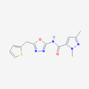 molecular formula C13H13N5O2S B2428539 1,3-dimethyl-N-(5-(thiophen-2-ylmethyl)-1,3,4-oxadiazol-2-yl)-1H-pyrazole-5-carboxamide CAS No. 1170918-11-2