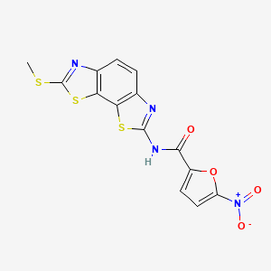 molecular formula C14H8N4O4S3 B2428545 N-(2-甲硫基-[1,3]噻唑并[4,5-g][1,3]苯并噻唑-7-基)-5-硝基呋喃-2-甲酰胺 CAS No. 477503-40-5