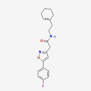 molecular formula C19H21FN2O2 B2428546 N-(2-(环己-1-烯-1-基)乙基)-2-(5-(4-氟苯基)异恶唑-3-基)乙酰胺 CAS No. 952977-75-2