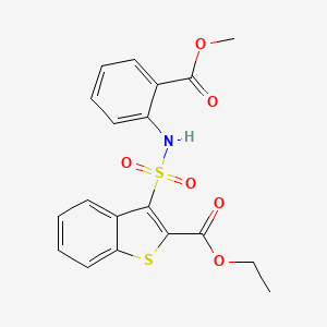 molecular formula C19H17NO6S2 B2428548 Ethyl 3-{[2-(methoxycarbonyl)phenyl]sulfamoyl}-1-benzothiophene-2-carboxylate CAS No. 932354-80-8