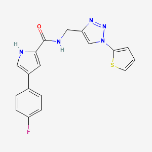 molecular formula C18H14FN5OS B2428551 4-(4-fluorophenyl)-N-((1-(thiophen-2-yl)-1H-1,2,3-triazol-4-yl)methyl)-1H-pyrrole-2-carboxamide CAS No. 2034381-62-7