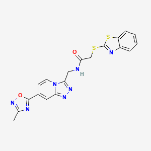 molecular formula C19H15N7O2S2 B2428561 2-(苯并[d]噻唑-2-基硫代)-N-((7-(3-甲基-1,2,4-恶二唑-5-基)-[1,2,4]三唑并[4,3-a]吡啶-3-基)甲基)乙酰胺 CAS No. 2034348-57-5