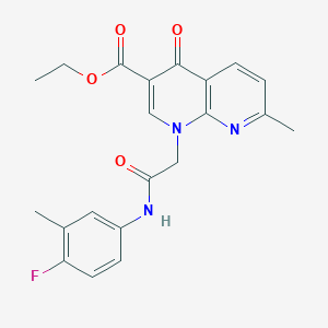 molecular formula C21H20FN3O4 B2428570 Ethyl 1-[2-(4-fluoro-3-methylanilino)-2-oxoethyl]-7-methyl-4-oxo-1,8-naphthyridine-3-carboxylate CAS No. 941913-21-9
