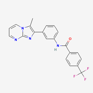 molecular formula C21H15F3N4O B2428573 N-(3-(3-methylimidazo[1,2-a]pyrimidin-2-yl)phenyl)-4-(trifluoromethyl)benzamide CAS No. 862811-79-8