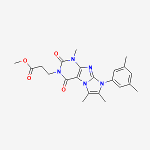 molecular formula C22H25N5O4 B2428576 methyl 3-(8-(3,5-dimethylphenyl)-1,6,7-trimethyl-2,4-dioxo-1H-imidazo[2,1-f]purin-3(2H,4H,8H)-yl)propanoate CAS No. 887456-53-3