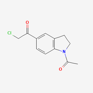 molecular formula C12H12ClNO2 B2428585 Ethanone, 1-(1-acetyl-2,3-dihydro-1H-indol-5-yl)-2-chloro- CAS No. 76139-03-2