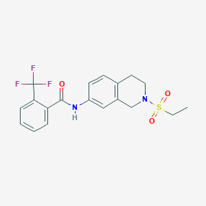 molecular formula C19H19F3N2O3S B2428587 N-(2-(乙磺酰基)-1,2,3,4-四氢异喹啉-7-基)-2-(三氟甲基)苯甲酰胺 CAS No. 954614-18-7