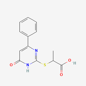 molecular formula C13H12N2O3S B2428605 2-[(4-Oxo-6-phenyl-1,4-dihydropyrimidin-2-yl)sulfanyl]propanoic acid CAS No. 433247-56-4