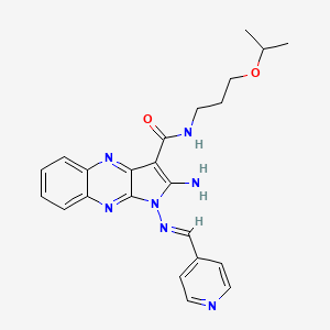 (E)-2-amino-N-(3-isopropoxypropyl)-1-((pyridin-4-ylmethylene)amino)-1H-pyrrolo[2,3-b]quinoxaline-3-carboxamide