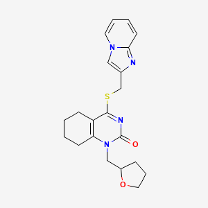 molecular formula C21H24N4O2S B2428649 4-((imidazo[1,2-a]pyridin-2-ylmethyl)thio)-1-((tetrahydrofuran-2-yl)methyl)-5,6,7,8-tetrahydroquinazolin-2(1H)-one CAS No. 1206995-79-0