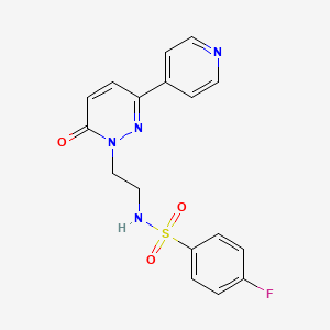 molecular formula C17H15FN4O3S B2428656 4-fluoro-N-(2-(6-oxo-3-(pyridin-4-yl)pyridazin-1(6H)-yl)ethyl)benzenesulfonamide CAS No. 1021137-55-2