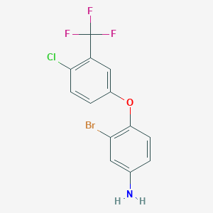 molecular formula C13H8BrClF3NO B2428658 4-(4-氯-3-(三氟甲基)苯氧基)-3-溴苯胺 CAS No. 2514625-32-0