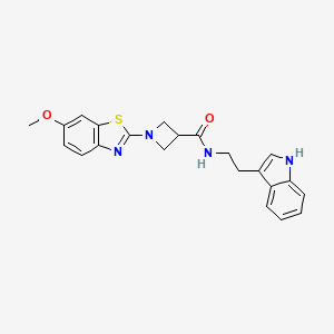 molecular formula C22H22N4O2S B2428659 N-(2-(1H-吲哚-3-基)乙基)-1-(6-甲氧基苯并[d]噻唑-2-基)氮杂环丁烷-3-甲酰胺 CAS No. 1286710-24-4