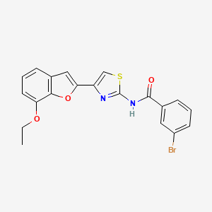 molecular formula C20H15BrN2O3S B2428676 3-溴代-N-(4-(7-乙氧基苯并呋喃-2-基)噻唑-2-基)苯甲酰胺 CAS No. 921797-48-0