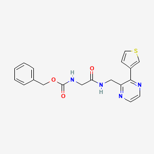 molecular formula C19H18N4O3S B2428679 Benzyl (2-oxo-2-(((3-(thiophen-3-yl)pyrazin-2-yl)methyl)amino)ethyl)carbamate CAS No. 2034538-49-1