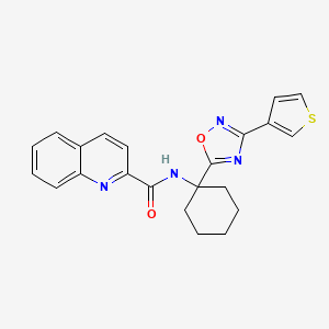 N-(1-(3-(thiophen-3-yl)-1,2,4-oxadiazol-5-yl)cyclohexyl)quinoline-2-carboxamide