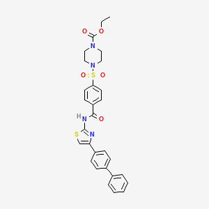 molecular formula C29H28N4O5S2 B2428687 4-[4-[[4-(4-苯基苯基)-1,3-噻唑-2-基]氨基羰基]苯基]磺酰基哌嗪-1-羧酸乙酯 CAS No. 477507-53-2