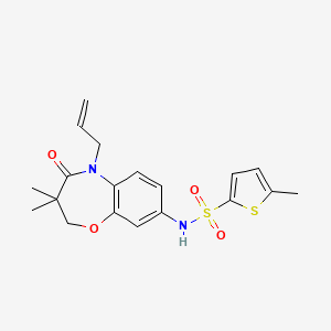 molecular formula C19H22N2O4S2 B2428696 N-(5-烯丙-3,3-二甲基-4-氧代-2,3,4,5-四氢苯并[b][1,4]恶氮杂卓-8-基)-5-甲硫代噻吩-2-磺酰胺 CAS No. 921996-81-8