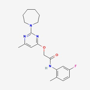 2-((2-(azepan-1-yl)-6-methylpyrimidin-4-yl)oxy)-N-(5-fluoro-2-methylphenyl)acetamide