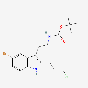 molecular formula C18H24BrClN2O2 B2428702 Tert-butyl N-[2-[5-bromo-2-(3-chloropropyl)-1H-indol-3-yl]ethyl]carbamate CAS No. 2408968-84-1
