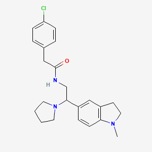 molecular formula C23H28ClN3O B2428711 2-(4-氯苯基)-N-(2-(1-甲基吲哚啉-5-基)-2-(吡咯烷-1-基)乙基)乙酰胺 CAS No. 921894-60-2