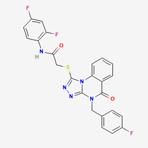 molecular formula C24H16F3N5O2S B2428713 N-(2,4-二氟苯基)-2-((4-(4-氟苄基)-5-氧代-4,5-二氢-[1,2,4]三唑并[4,3-a]喹唑啉-1-基)硫代)乙酰胺 CAS No. 1114635-52-7