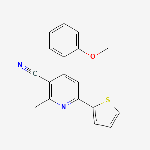 molecular formula C18H14N2OS B2428721 4-(2-甲氧基苯基)-2-甲基-6-(2-噻吩基)烟腈 CAS No. 865658-17-9