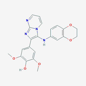 molecular formula C22H20N4O5 B242873 4-[3-(2,3-Dihydro-1,4-benzodioxin-6-ylamino)imidazo[1,2-a]pyrimidin-2-yl]-2,6-dimethoxyphenol 