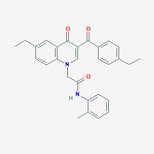 molecular formula C29H28N2O3 B2428779 2-(6-乙基-3-(4-乙基苯甲酰基)-4-氧代喹啉-1(4H)-基)-N-(邻甲苯基)乙酰胺 CAS No. 898343-36-7