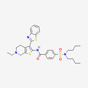 molecular formula C31H38N4O3S3 B2428780 N-(3-(benzo[d]thiazol-2-yl)-6-ethyl-4,5,6,7-tetrahydrothieno[2,3-c]pyridin-2-yl)-4-(N,N-dibutylsulfamoyl)benzamide CAS No. 681177-82-2