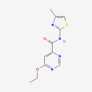 molecular formula C11H12N4O2S B2428783 6-ethoxy-N-(4-methylthiazol-2-yl)pyrimidine-4-carboxamide CAS No. 2034227-14-8
