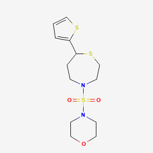 molecular formula C13H20N2O3S3 B2428788 4-((7-(Thiophen-2-yl)-1,4-thiazepan-4-yl)sulfonyl)morpholine CAS No. 1705098-41-4